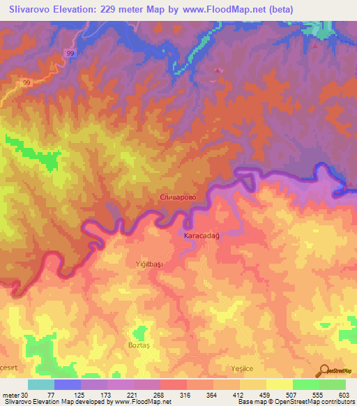 Slivarovo,Bulgaria Elevation Map