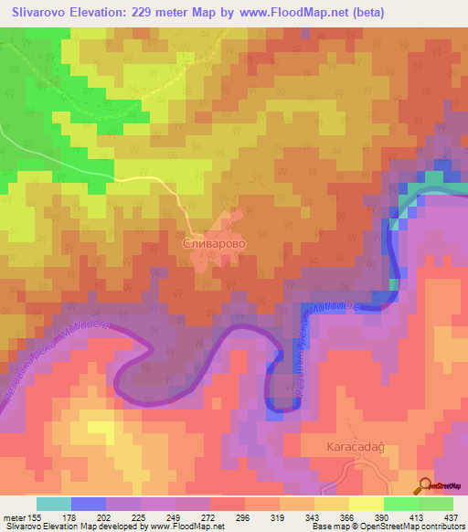 Slivarovo,Bulgaria Elevation Map