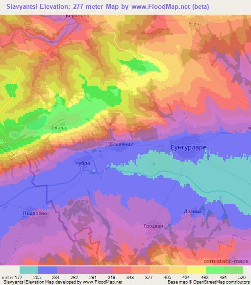 Slavyantsi,Bulgaria Elevation Map