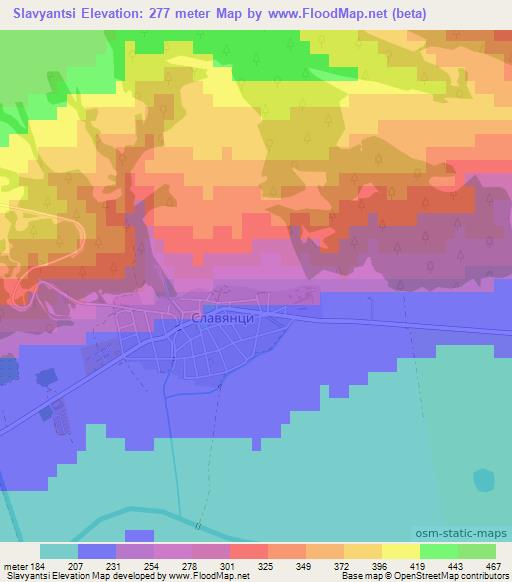 Slavyantsi,Bulgaria Elevation Map