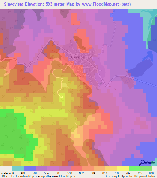 Slavovitsa,Bulgaria Elevation Map