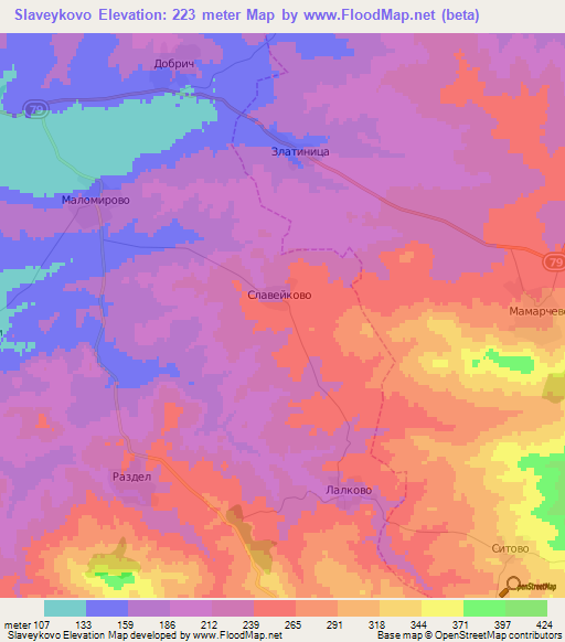 Slaveykovo,Bulgaria Elevation Map