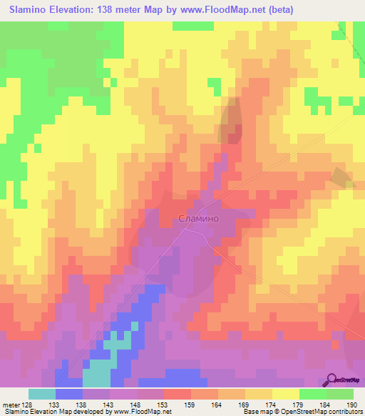 Slamino,Bulgaria Elevation Map