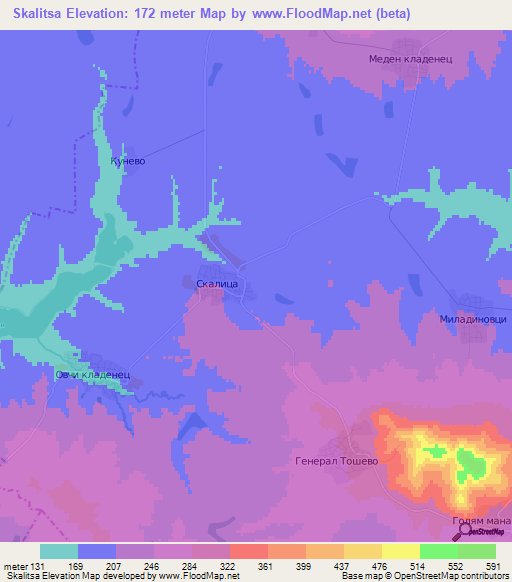 Skalitsa,Bulgaria Elevation Map