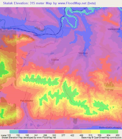 Skalak,Bulgaria Elevation Map