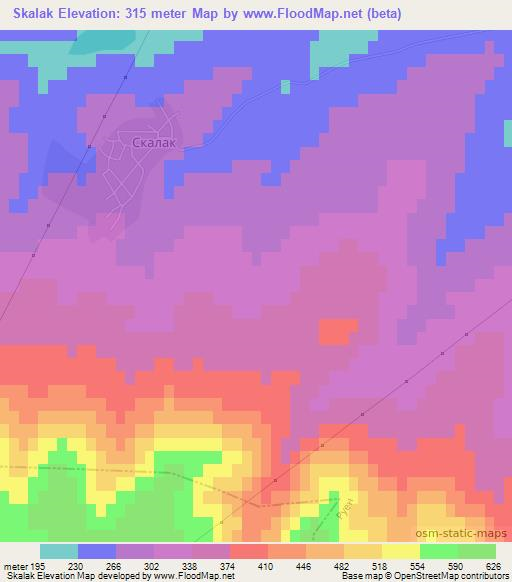 Skalak,Bulgaria Elevation Map