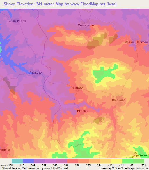 Sitovo,Bulgaria Elevation Map