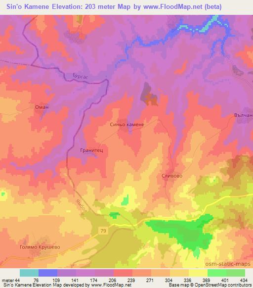 Sin'o Kamene,Bulgaria Elevation Map