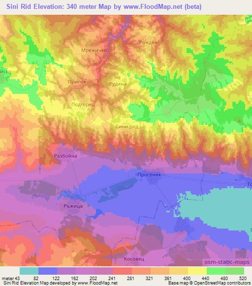 Sini Rid,Bulgaria Elevation Map