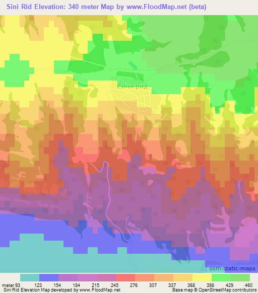 Sini Rid,Bulgaria Elevation Map