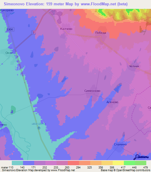 Simeonovo,Bulgaria Elevation Map