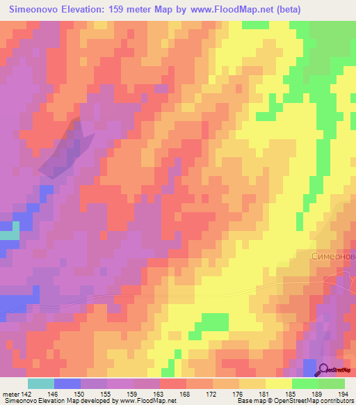 Simeonovo,Bulgaria Elevation Map