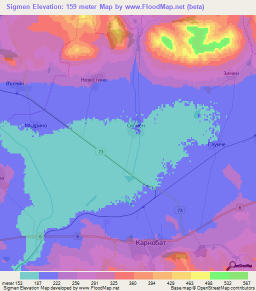 Sigmen,Bulgaria Elevation Map