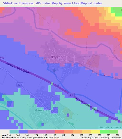 Shturkovo,Bulgaria Elevation Map