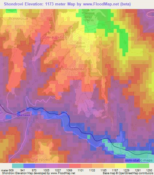 Shondrovi,Bulgaria Elevation Map