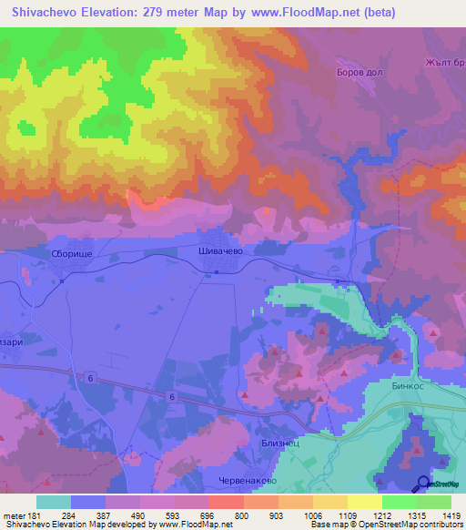 Shivachevo,Bulgaria Elevation Map