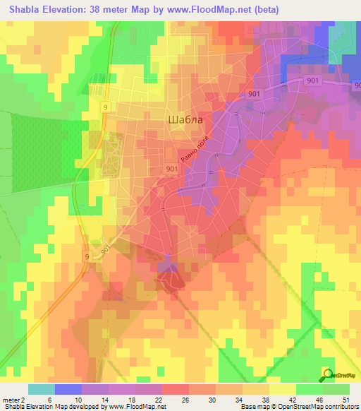 Shabla,Bulgaria Elevation Map