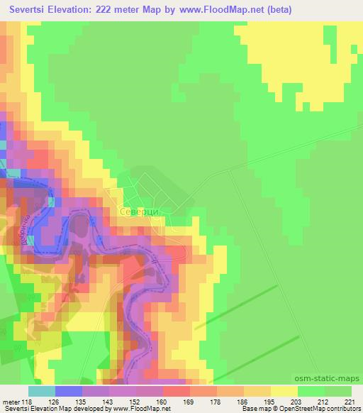 Severtsi,Bulgaria Elevation Map