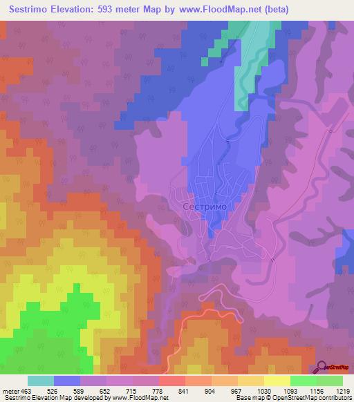 Sestrimo,Bulgaria Elevation Map