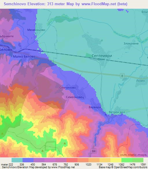 Semchinovo,Bulgaria Elevation Map