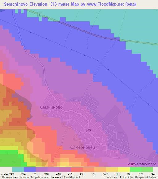 Semchinovo,Bulgaria Elevation Map