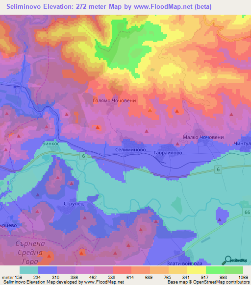 Seliminovo,Bulgaria Elevation Map