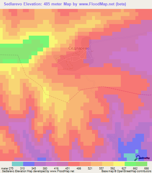 Sedlarevo,Bulgaria Elevation Map