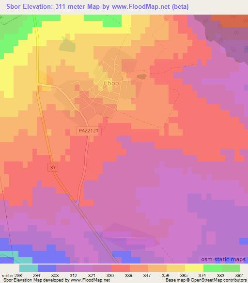 Sbor,Bulgaria Elevation Map