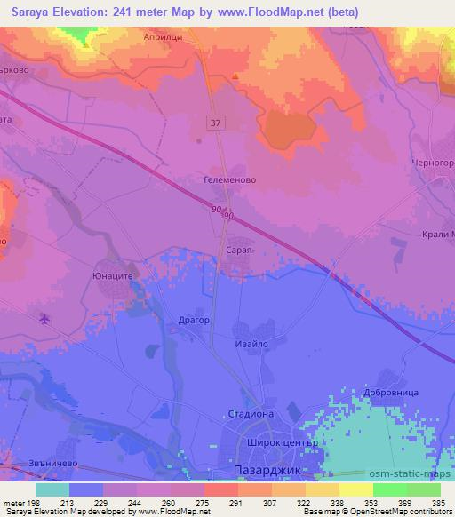 Saraya,Bulgaria Elevation Map