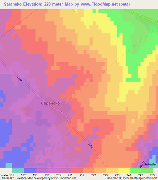 Saransko,Bulgaria Elevation Map