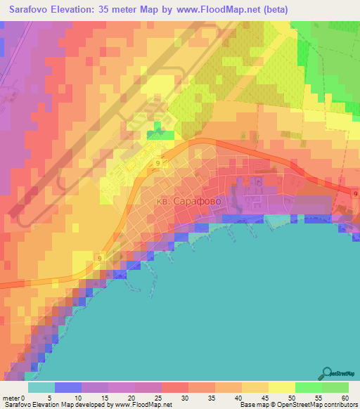 Sarafovo,Bulgaria Elevation Map