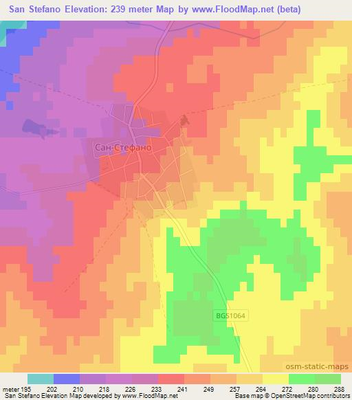 San Stefano,Bulgaria Elevation Map