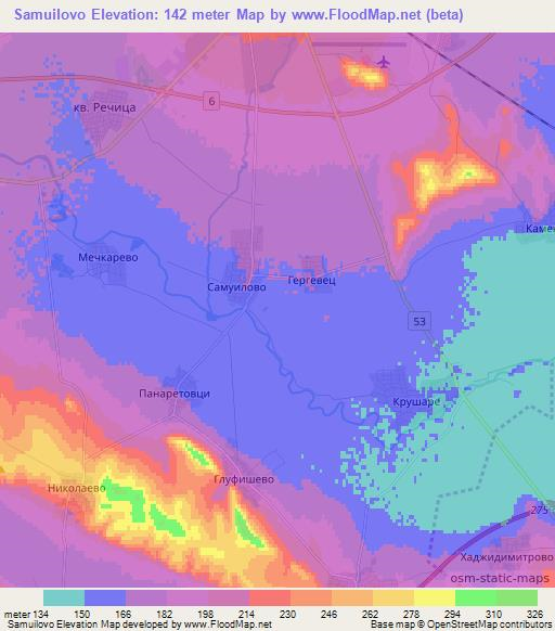 Samuilovo,Bulgaria Elevation Map