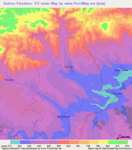 Sadovo,Bulgaria Elevation Map