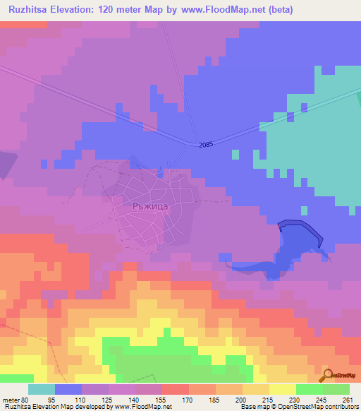 Ruzhitsa,Bulgaria Elevation Map