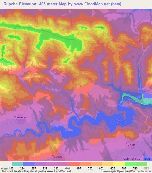 Rupcha,Bulgaria Elevation Map