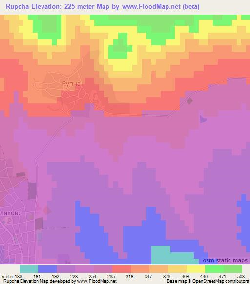 Rupcha,Bulgaria Elevation Map