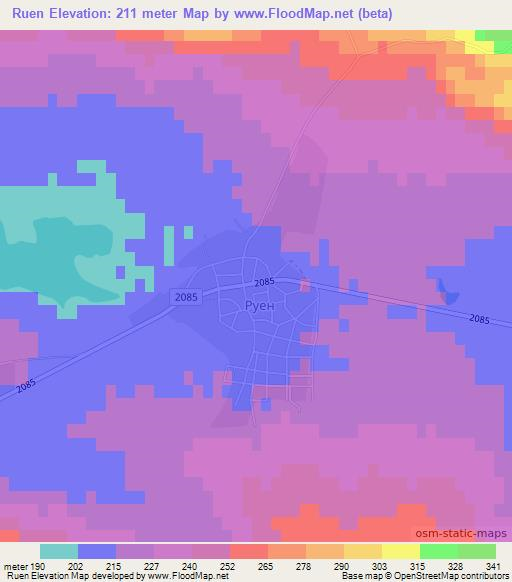 Ruen,Bulgaria Elevation Map