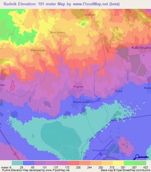 Rudnik,Bulgaria Elevation Map