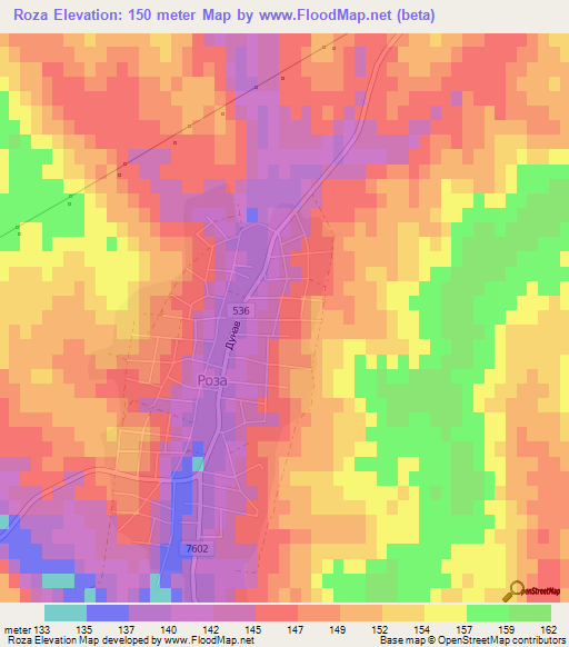 Roza,Bulgaria Elevation Map