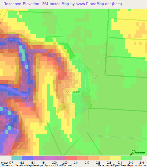 Rosenovo,Bulgaria Elevation Map