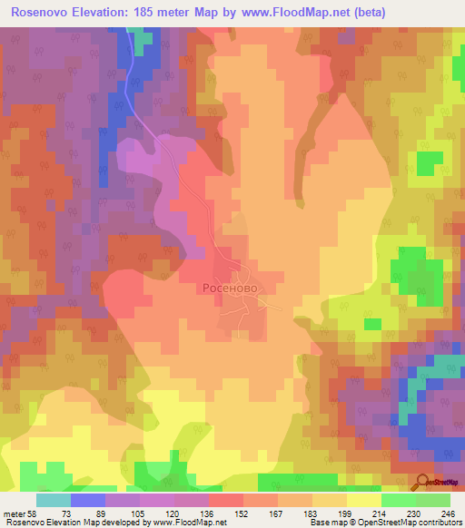 Rosenovo,Bulgaria Elevation Map