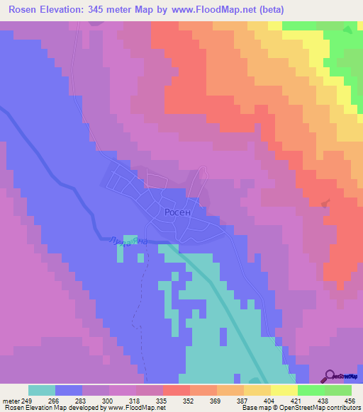 Rosen,Bulgaria Elevation Map