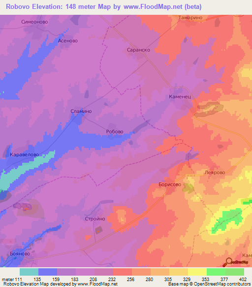 Robovo,Bulgaria Elevation Map