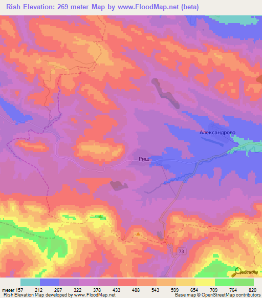 Rish,Bulgaria Elevation Map