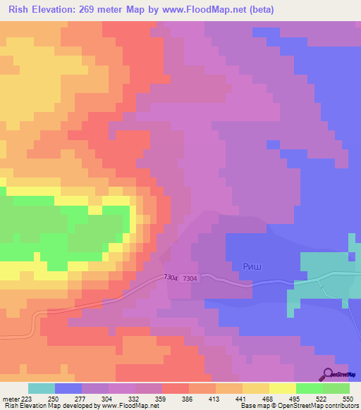 Rish,Bulgaria Elevation Map