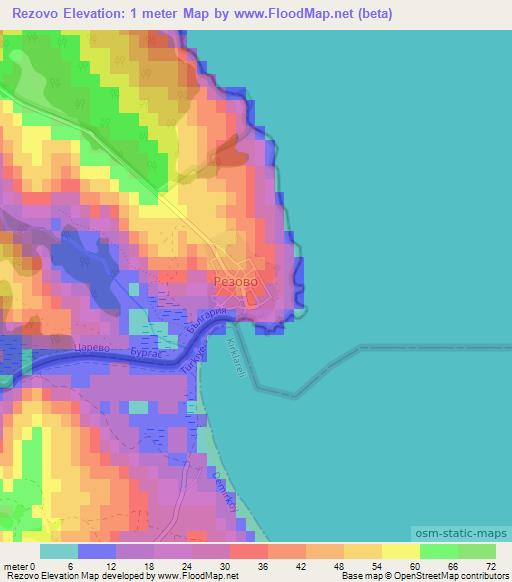 Rezovo,Bulgaria Elevation Map