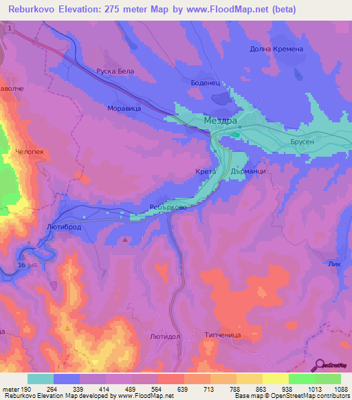 Reburkovo,Bulgaria Elevation Map