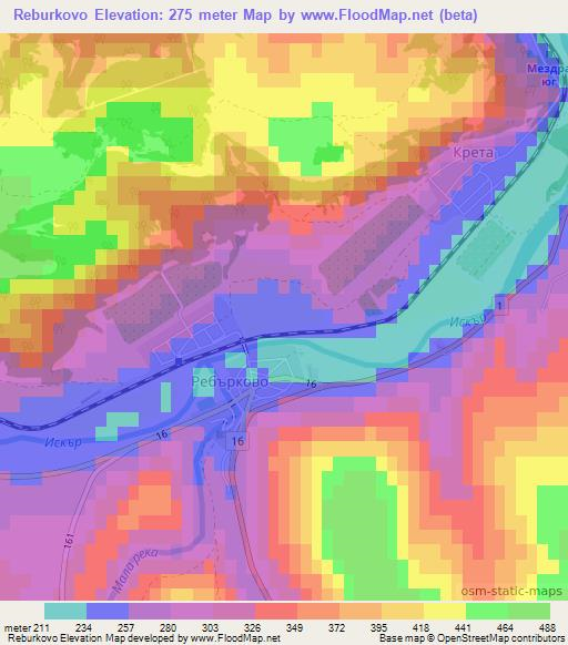 Reburkovo,Bulgaria Elevation Map