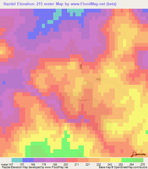 Razdel,Bulgaria Elevation Map